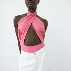 New Zara Pink Camisole Halter Twist Cutout
Bodysuit